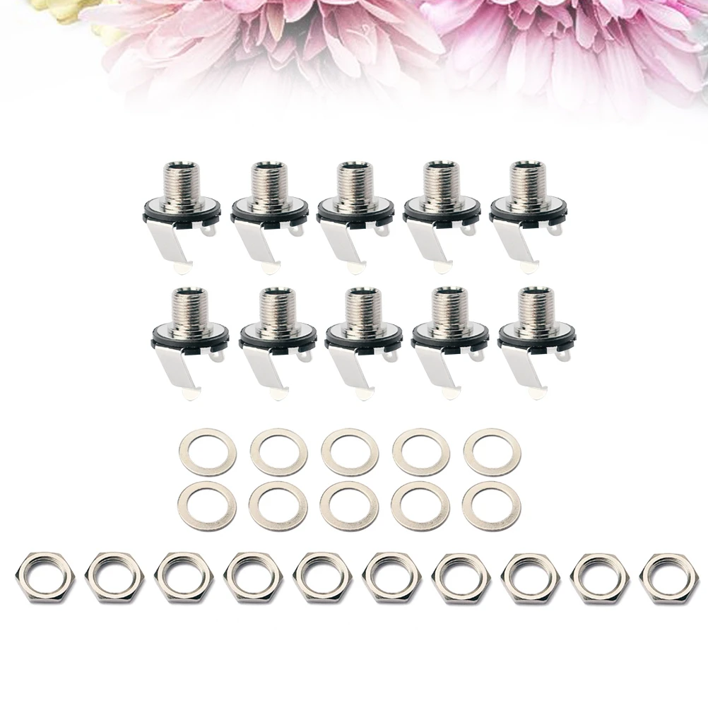 

10 pcs Copper Socket Gasket Iron Guitar Jack Plate Connector 1/4 Inch Input Output Black Hardware Mounting Accessories