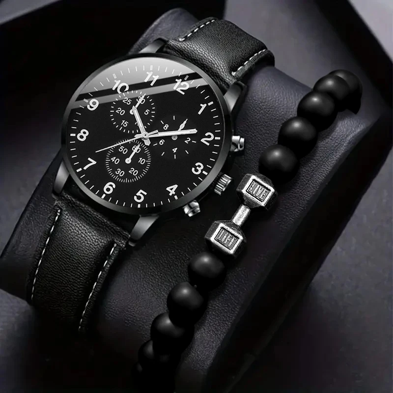 2Pc Men's New Quartz Watch, Practical And Versatile, The Best Choice For Giving Gifts To Fathers And Boyfriends (No Box Given)