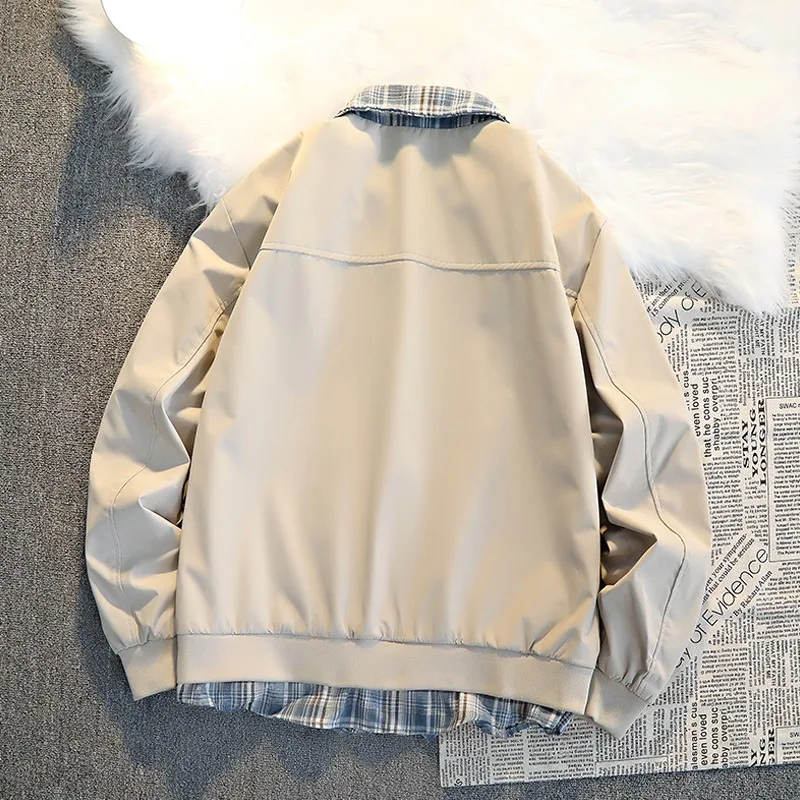 سترة رجالية كاجوال بنقشة مربعات، معطف بأكمام طويلة للربيع، ملابس خارجية أنيقة ضيقة، قمة الموضة بأسلوب حضري، مصنوعة من نسيج ال... #2