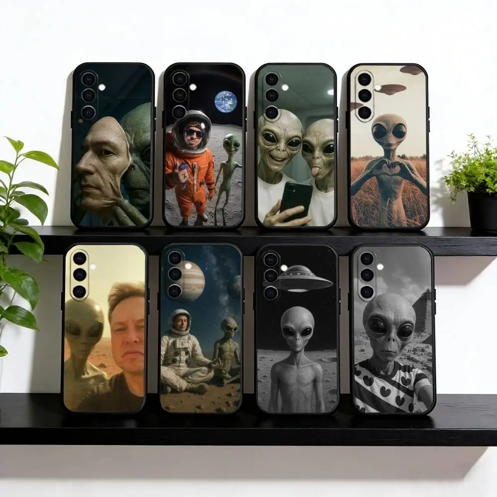 Funny alien images  Phone Case For Samsung Galaxy A73,A72,A71,A70,A53,A52,A51,Others Soft Black Cover