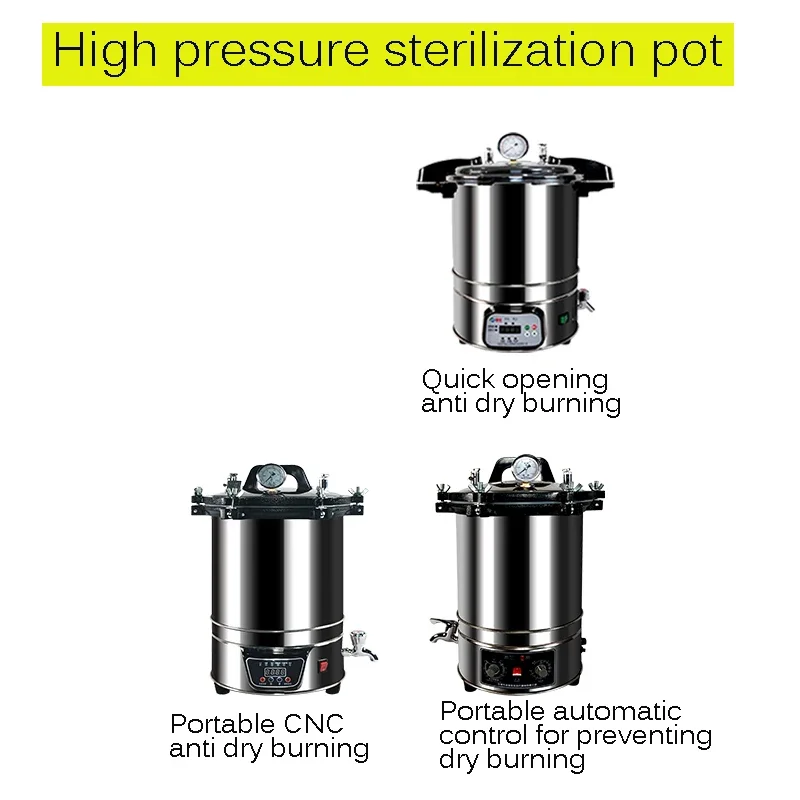 

12L/18L/25L Portable Pot Sterilization Autoclave LCD Automatic High Temperature Pressure Steam Sterilizer Pots Surgical Medical