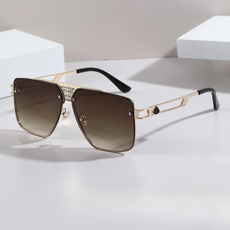 

​​2025 New Metal Punk Sunglasses Men, Street Fashion Pilot Style UV400 Protection Trendy Personality Retro Aviator Shades​​