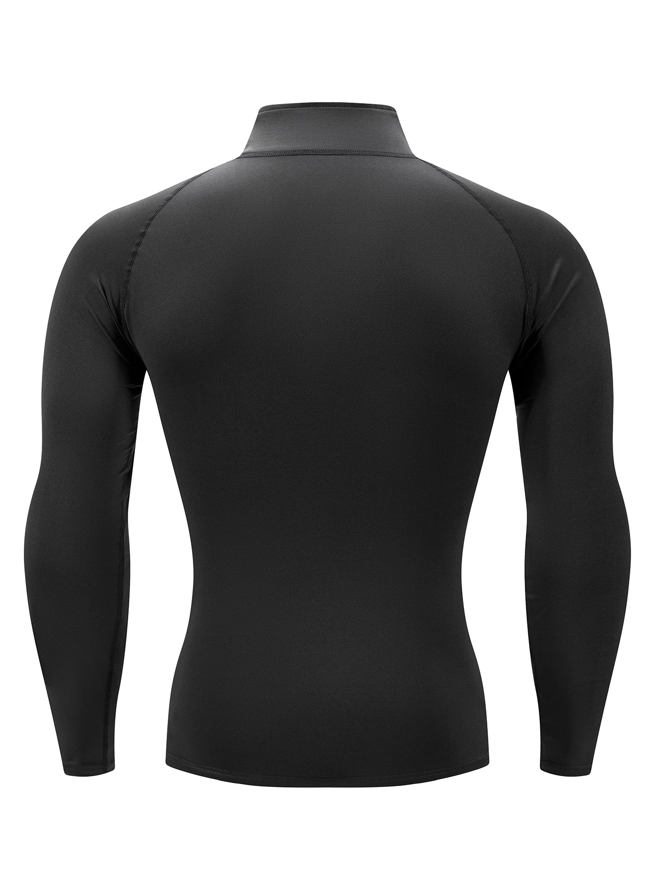 Solid Color Quarter Zip Stand Collar Men Compression Long Sleeve Shirt Raglan Stitching Quick Dry Fabric Athletic Top For Indoor