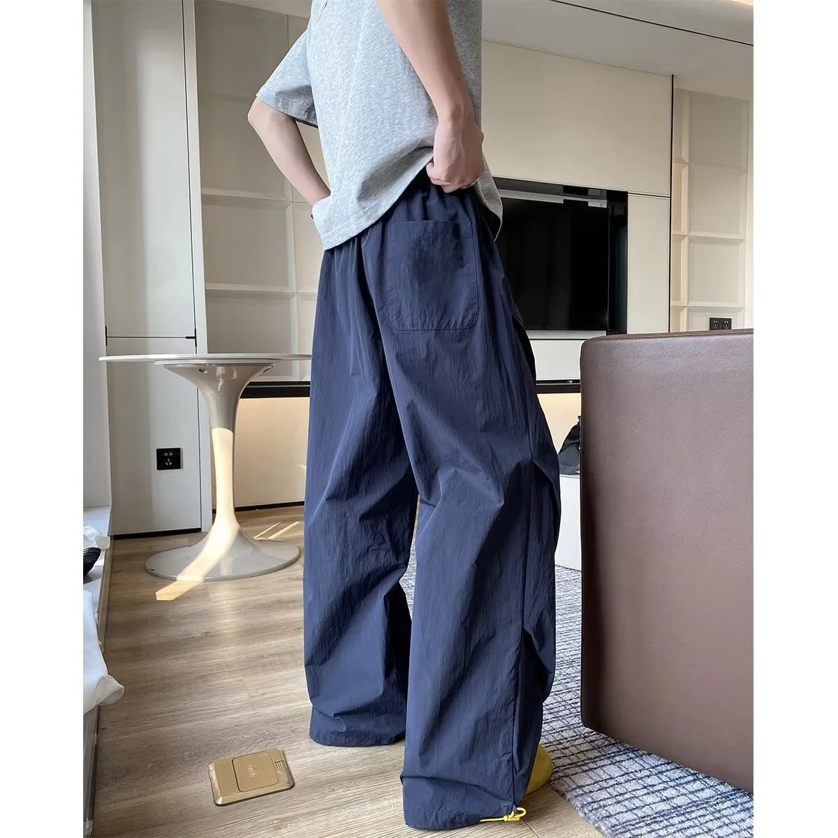 

Retro American Wide Leg Casual Pants Men's Trendy Brand k Blue High-End Sensation Workwear Trousers Outdoor Folded Design ...