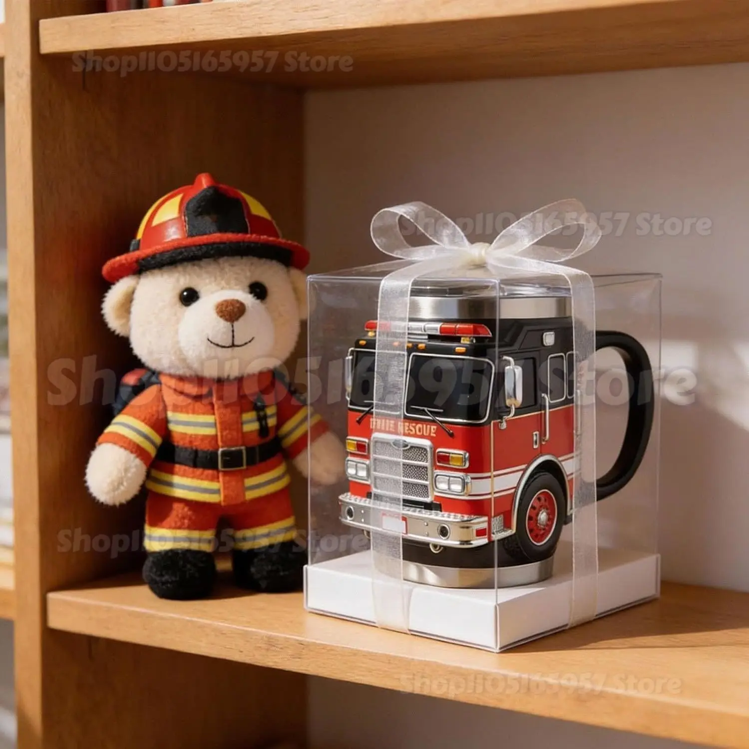 

3D Fire Truck Design Coffee Mug 'Bravest among Us' Fire Rescue Station Work Gift for Coffee And Truck Lovers