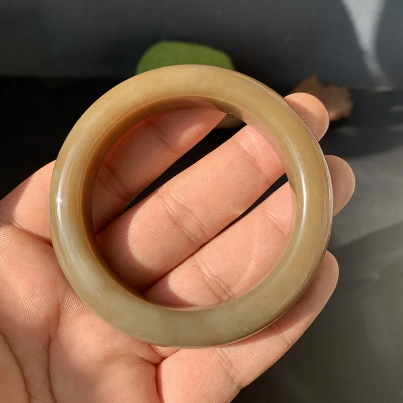 Natural Hotan Qemuo Material, Fine Texture, Full Yellow Sugar Jade Bracelet 54-60Mm