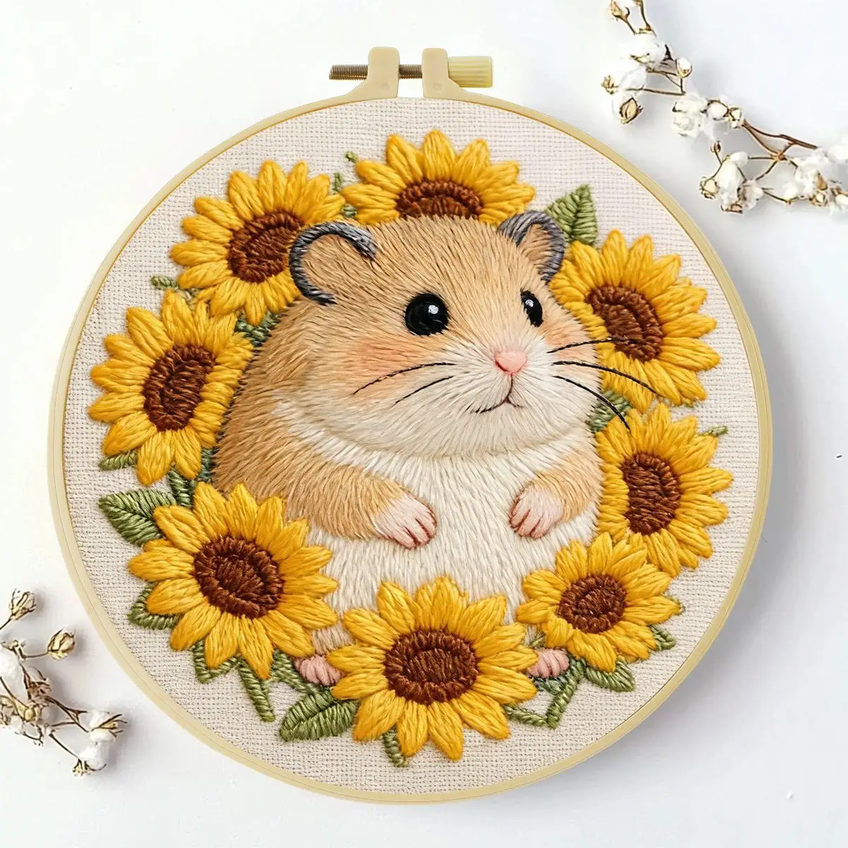 1 Stück 20X20CM/15X15CM 7,87/6,3 Zoll Hamster Stickerei Starter-Kit DIY-Kit DIY Stickerei-Set Handarbeits-Set für Anfänger – Detail 1