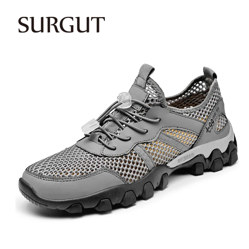 SURGUT Summer Men's Casual Shoes Sweat Wicking 3D Texture Sole For Daily Walking Big Size 38-46