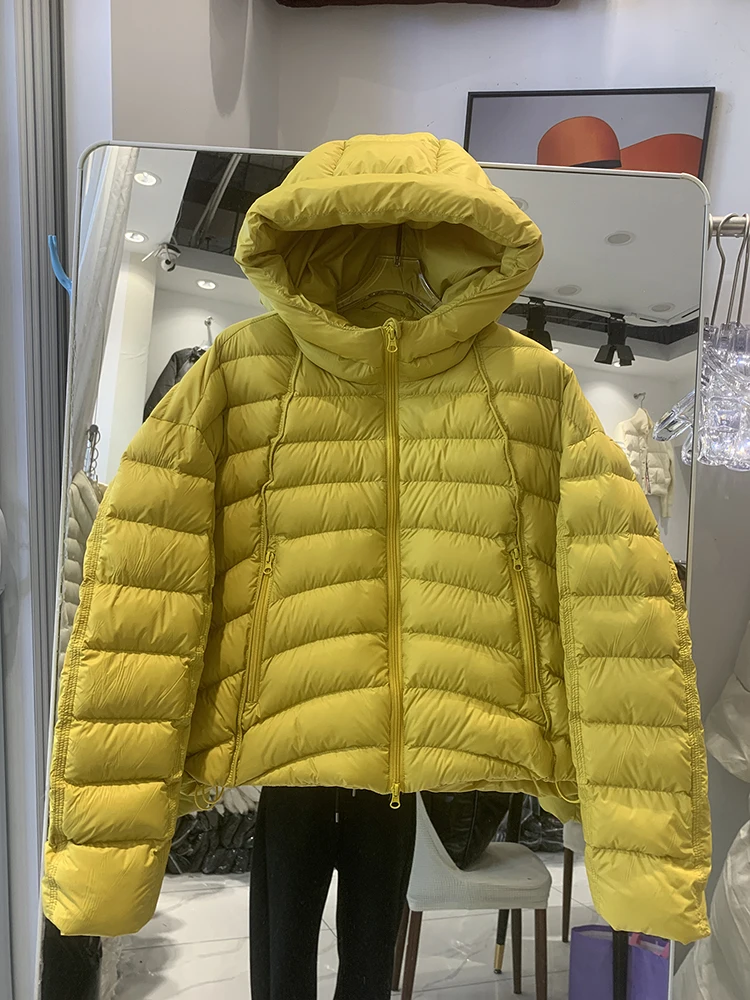

Winter Short Warm Puff Hooded Down Jacket Women White Duck Down Waterproof Fluffy Outwears Female Thicken Zipper Parker Jackets