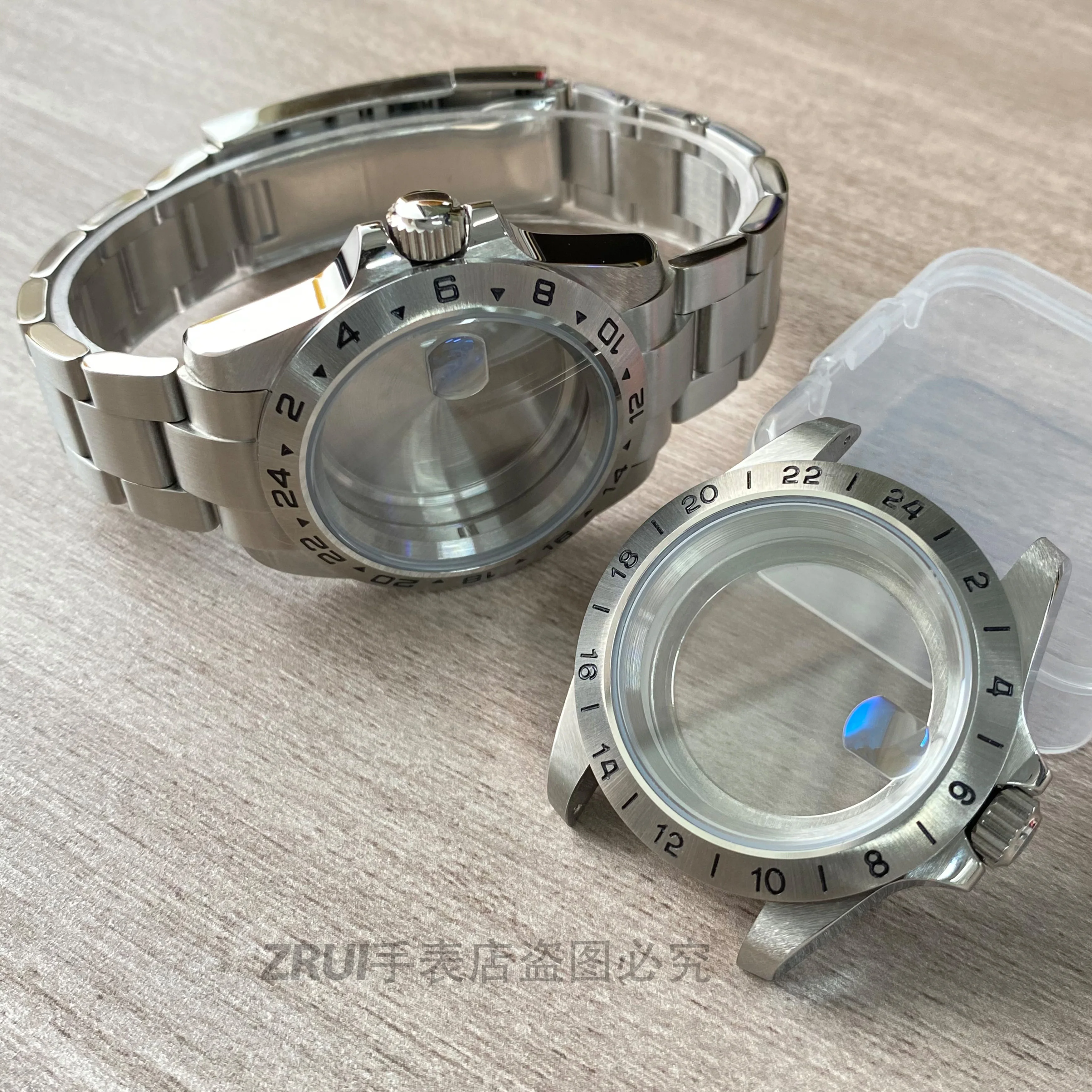 

39.5mm EXP 24 Hours Fixed Bezel Sapphire Glass Stainless Steel Fit NH34 NH35 NH36 Fit 28.5~29.3mm Dial Accessories watch case