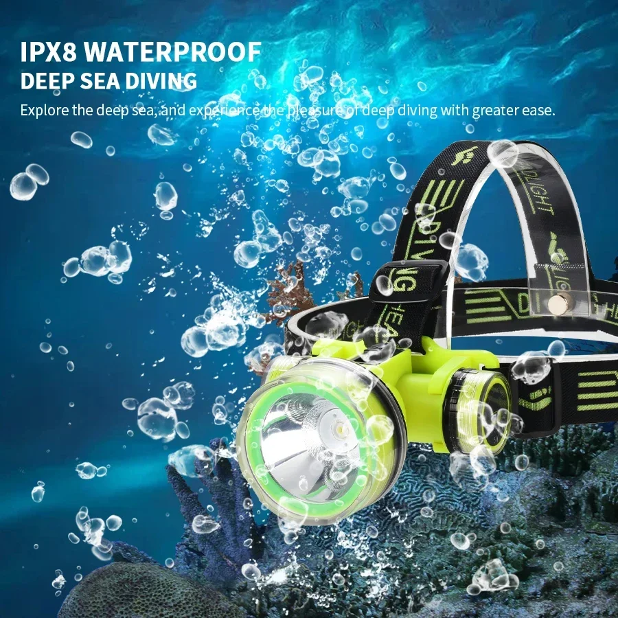 High Power Diving Flashlight IPX8 Highest Waterproof Rating Professional Diving Light Rechargeable Flashlight Magnet Switch