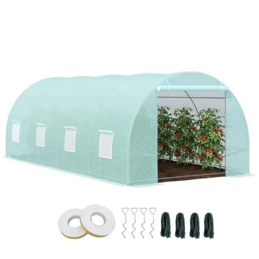 Walk-in Tunnel House for gardening, polyethylene material, white color, zippered door for easy access and ventilation