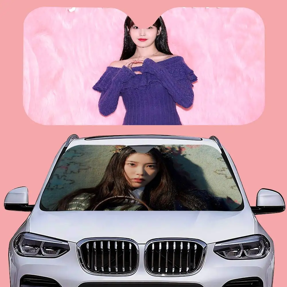 المغني I-IU سيارة الشمس الظل نافذة أمامية ظلة لمعظم سيارات السيدان SUV كتل ماكس الأشعة فوق البنفسجية إبقاء سيارتك باردة
