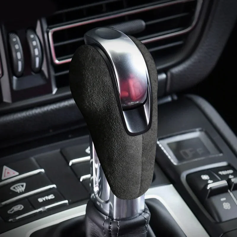 Car Gear Shift Knob Top Suede Wrap Interior Sticker Accessories Trim Cover  For Porsche Macan 95B Panamera 970 718 911