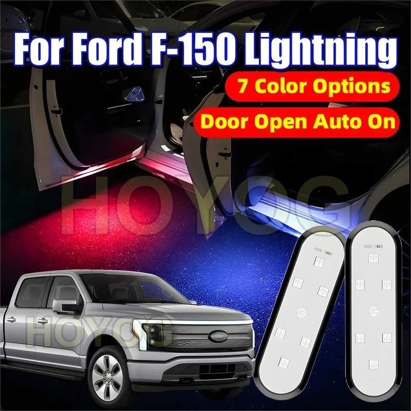 Fit for Ford F-150 Lightning 2022-2026 USB Rechargeable Wireless Car Door Light with a Magnetic Sensor