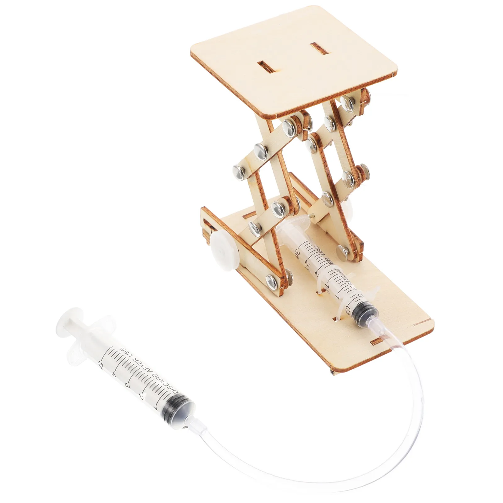 1Set Eco Friendly Wooden Hydraulic Lifting Platform Science Experiment Kit Kids Assembly Puzzle Educational