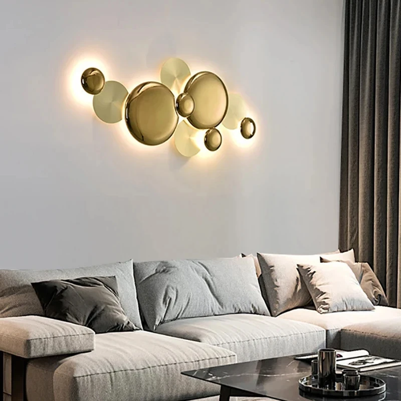 CX128BC Home Decoration Living Room Wall Lamp Art Light Luxury Metal Wall Sconce Hotel Villa Background Led Lights Mirror Lampe