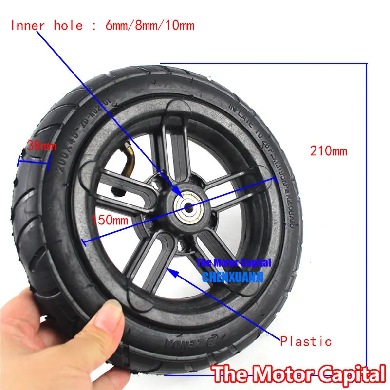 New metal 200x45 pneumatic wheel, hub and inner tube are used for scooter M8, M10    8 