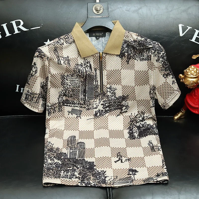 

American Retro ort Sve T-irt 2025 New Summer Men's Casual Large Size Print f Sve irt Trendy Urban Sle