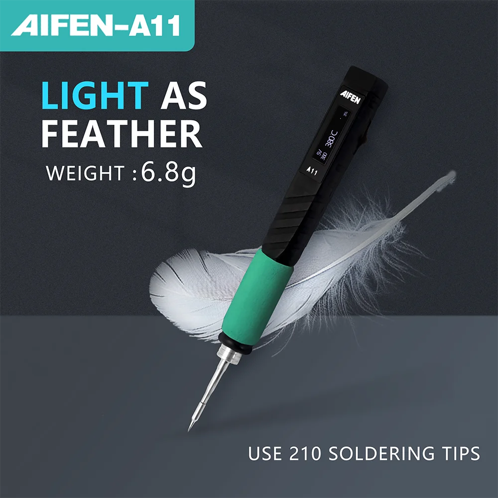 AIFEN A11 USB 납땜 스테이션 충전 납땜 다리미, 휴대 전화 수리 용접 도구, C210 핸들 호환