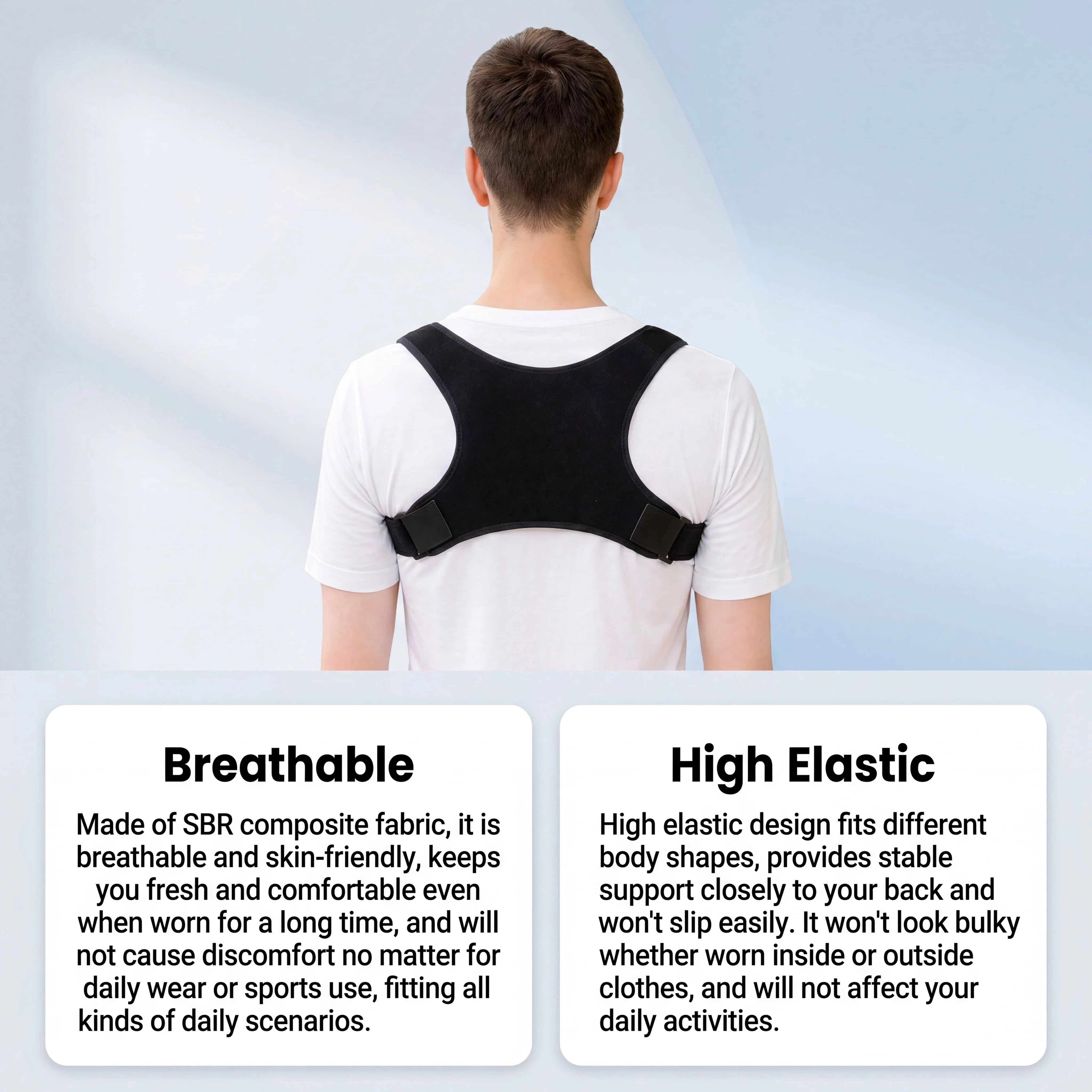 Standing And Sitting Posture Support Belt Sturdy Posture Corrector Back Belt Breathable Back Support Brace Prevention Humpback
