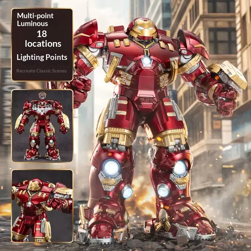 【In Stock】Zd Toys Marvel Iron Man Mk44 Hulkbuster Action Figure 1/10 Scale Led Light Movable Joints Model Collectible Toy Gift