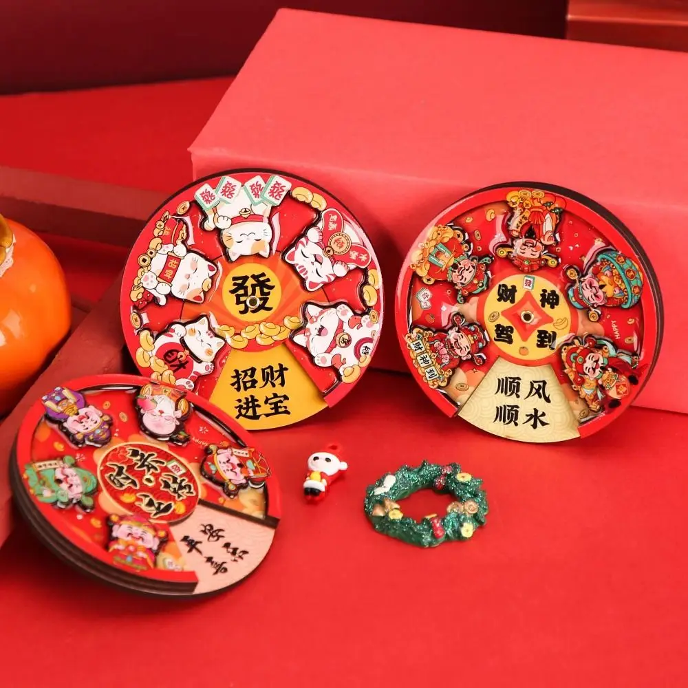 

Chinese Turntable Refrigerator Magnets Woodwork Traditional 2025 New Year Fridge Magnets Jubilant Rotatable