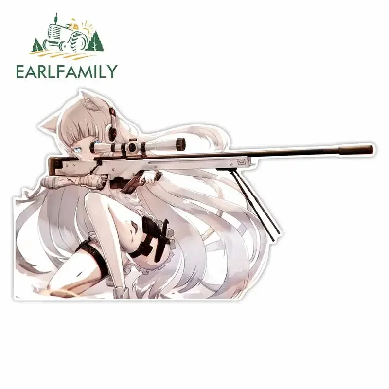 EARLFAMILY 13cm HK416 Anime Girls Car Stickers Windows Decal Vinyl Scratch-proof Sunscreen Waterproof Campervan Sticker