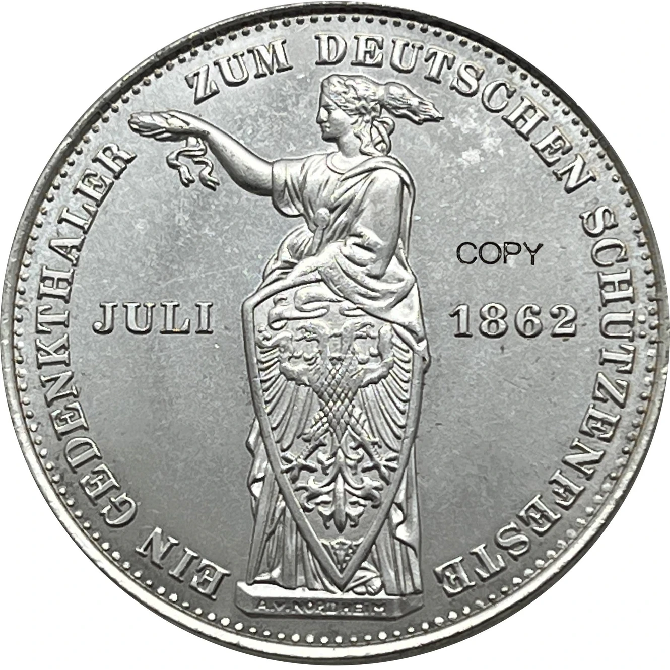 Frankfurt German States 1862 1 Thaler Shooting Festival Silver Plated Copy Commemorative Coin Ww2 Moneda Collectible Coins