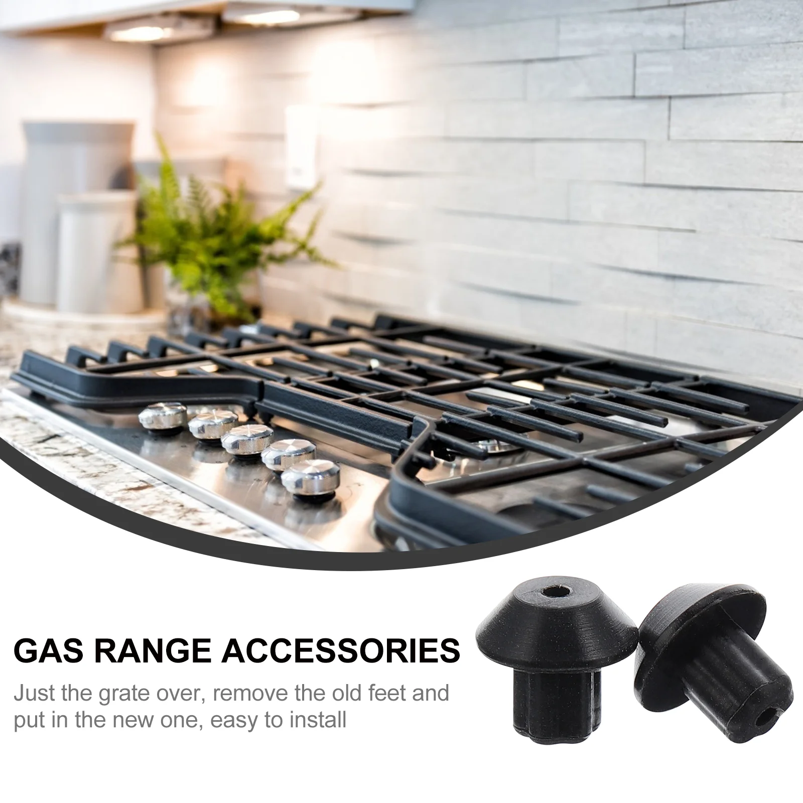 48 PCS Gas Stove Foot Pad Wok Burner Rubber Feet for Range Grate Replacement Black Accessories