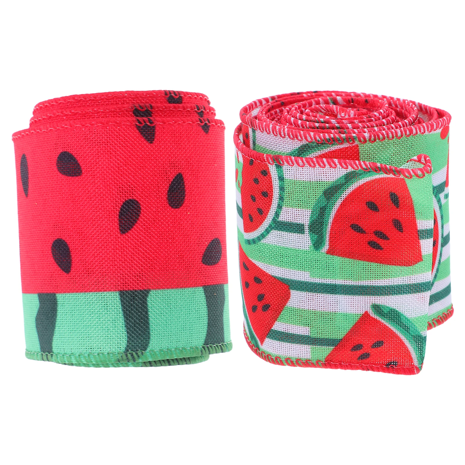 

2 Rolls 5 Yards Watermelon Edge Creative Wrapping For Crafts Bows Wreaths Present Box Wrapping Seasonal Decor Wire Edge Fruit