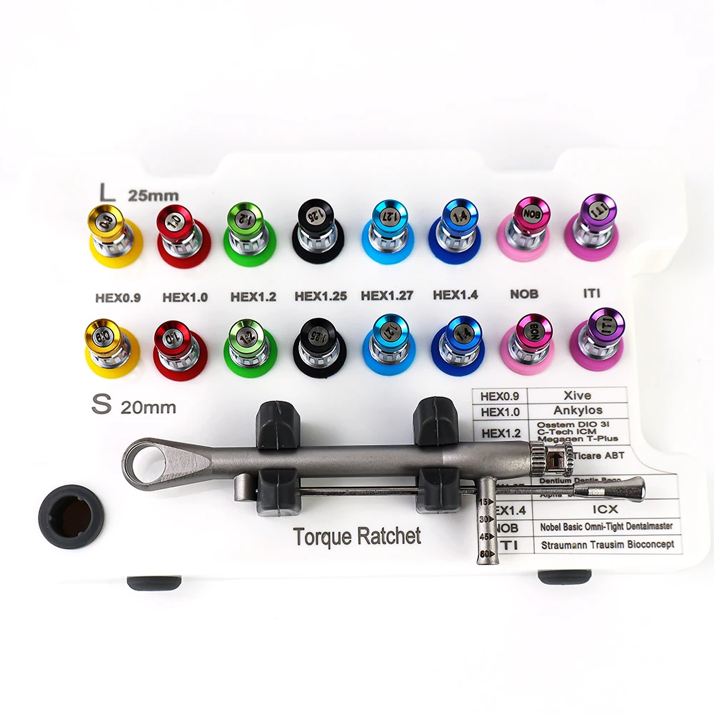 10-70NCM Dental Implant Screw Driver Colorful Torque Wrench Ratchet Screw Driver Dentist Materials Prothetic Kit