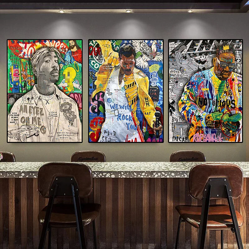 

Rap Singer Graffiti Posters Prints Modern Pop Wall Art Canvas Pictures Singer Portrait Canvas Print For Living Room,Home Decor