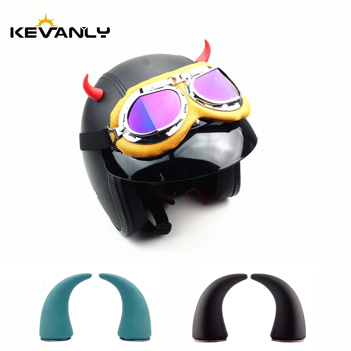 1/2pair Helmet Flair Small Black ICE BLUE Devil Horns for Motorcycle Helmet Universal Motobike Styling Decoration Helmets Access