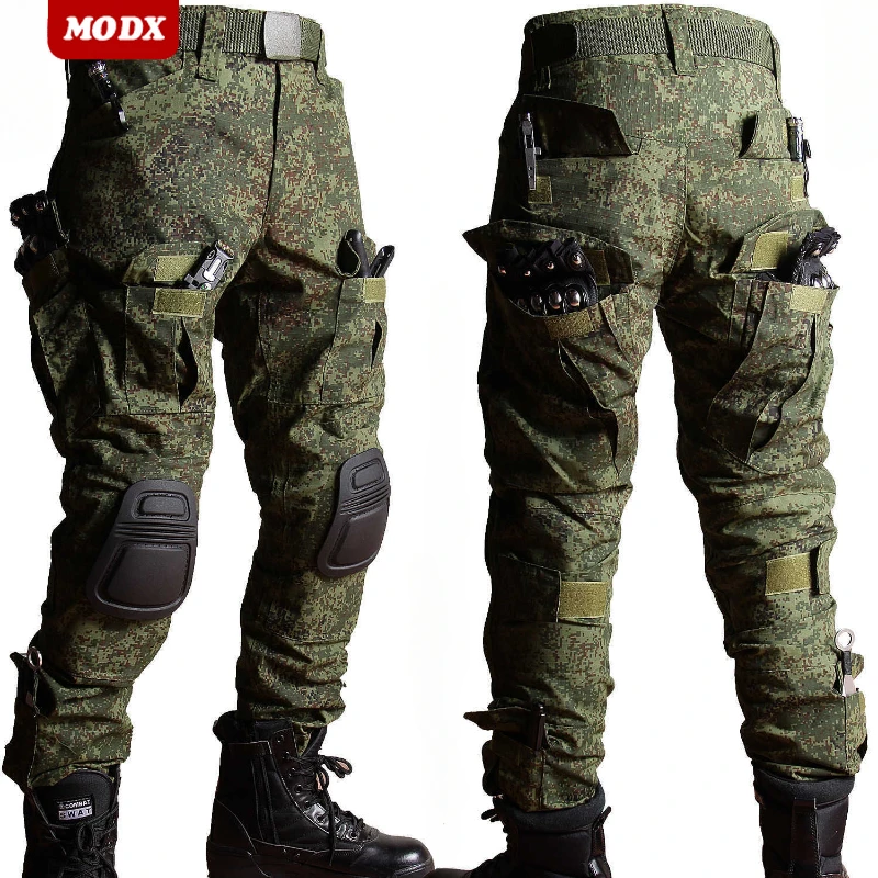 Men Tactical Camouflage Work Pants Spring Thin Breathable Wear Resistant Pantalons Multi Pocket Loose Elastic Combat Trousers