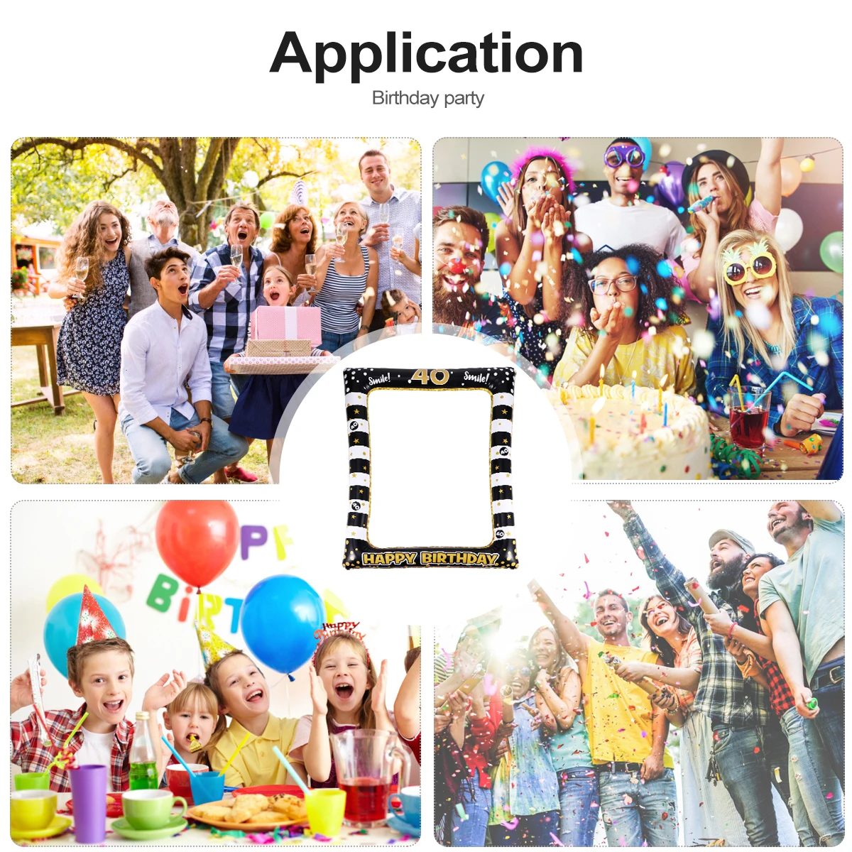 

1pc Inflatable Photo Frame Birthday Party Supply PVC Material Lightweight Kids Size Festive Props Cosplay Masquerade Carnival