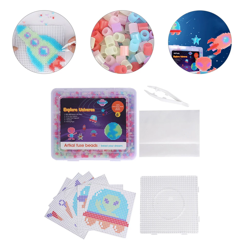 

Fuse Kit PP Pegboards Crafts Iron Beads Kids Melting Beads Toddler Toys Jewelry Making Kits Educational DIY Toys Luminous Design
