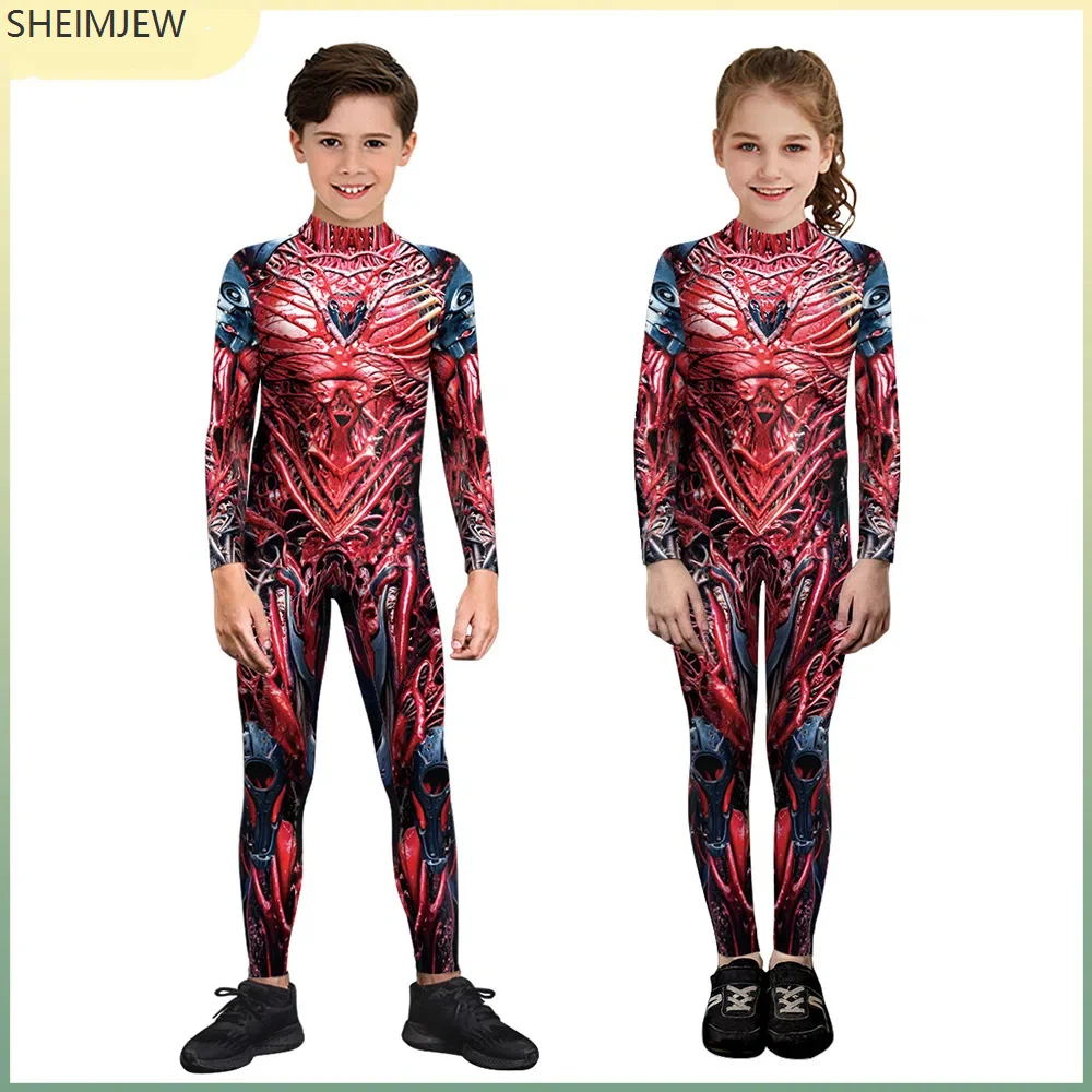 

Parent-child Halloween Cyberpunk Bodysuit Human Vessel Print Children's Role Play Women's Bodysuit Zentai Bodysuit Sexy Tights