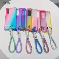 Transparent Gradient Wristband phone case For LG Stylo 7 6 Velvet 5G Q52 Q61 Q60 Shockproof Soft Silicone clear protection Cover