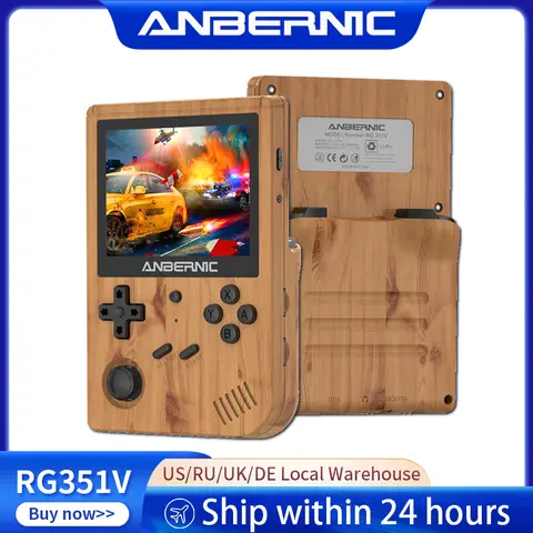 Console de jogos portátil Anbernic RG351V Retro com tela IPS de 3,5 polegadas, sistema Linux RK3326, console de jogos portátil com Wi-Fi integrado e 2500 jogos.