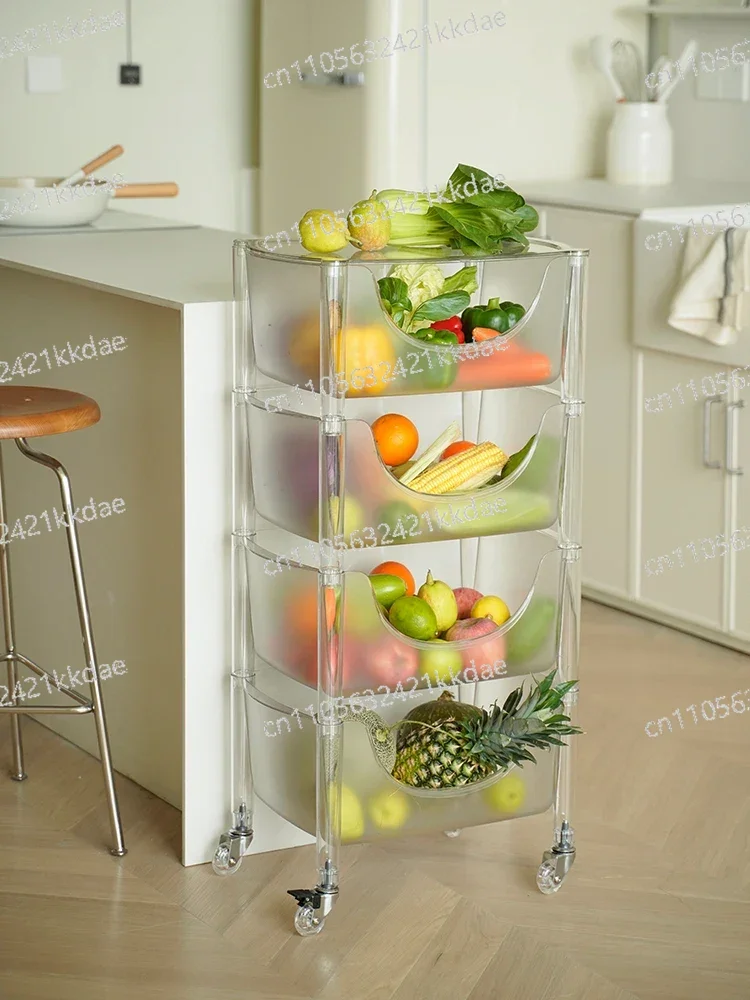 

Trolley Multi-Layer Snack Storage Cabinet Nordic Storage Rack Transparent Acrylic Removable