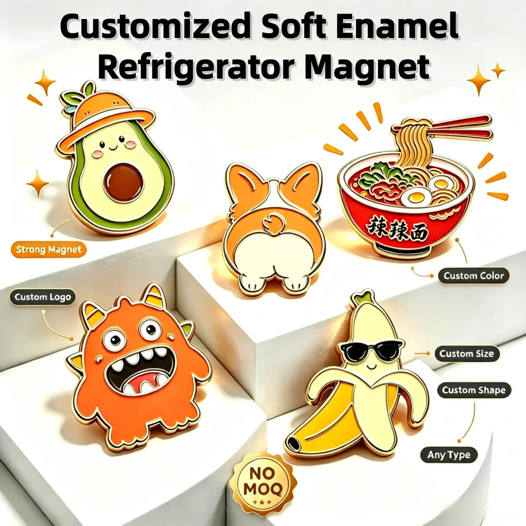 Wholesale Personalized Metal Magnets Custom Soft Enamel Refrigerator Magnet Metal Custom Souvenir Magnets Decoration