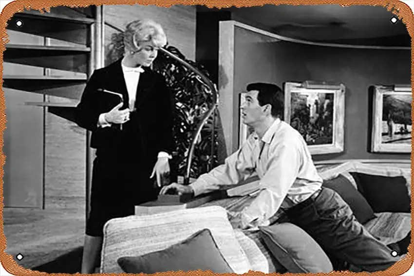 Tanda Timah Logam - Bantal Bicara, Doris Day, Rock Hudson, 1959 - Poster Plakat Logam Kafe, Bar, Dekorasi Dinding Rumah