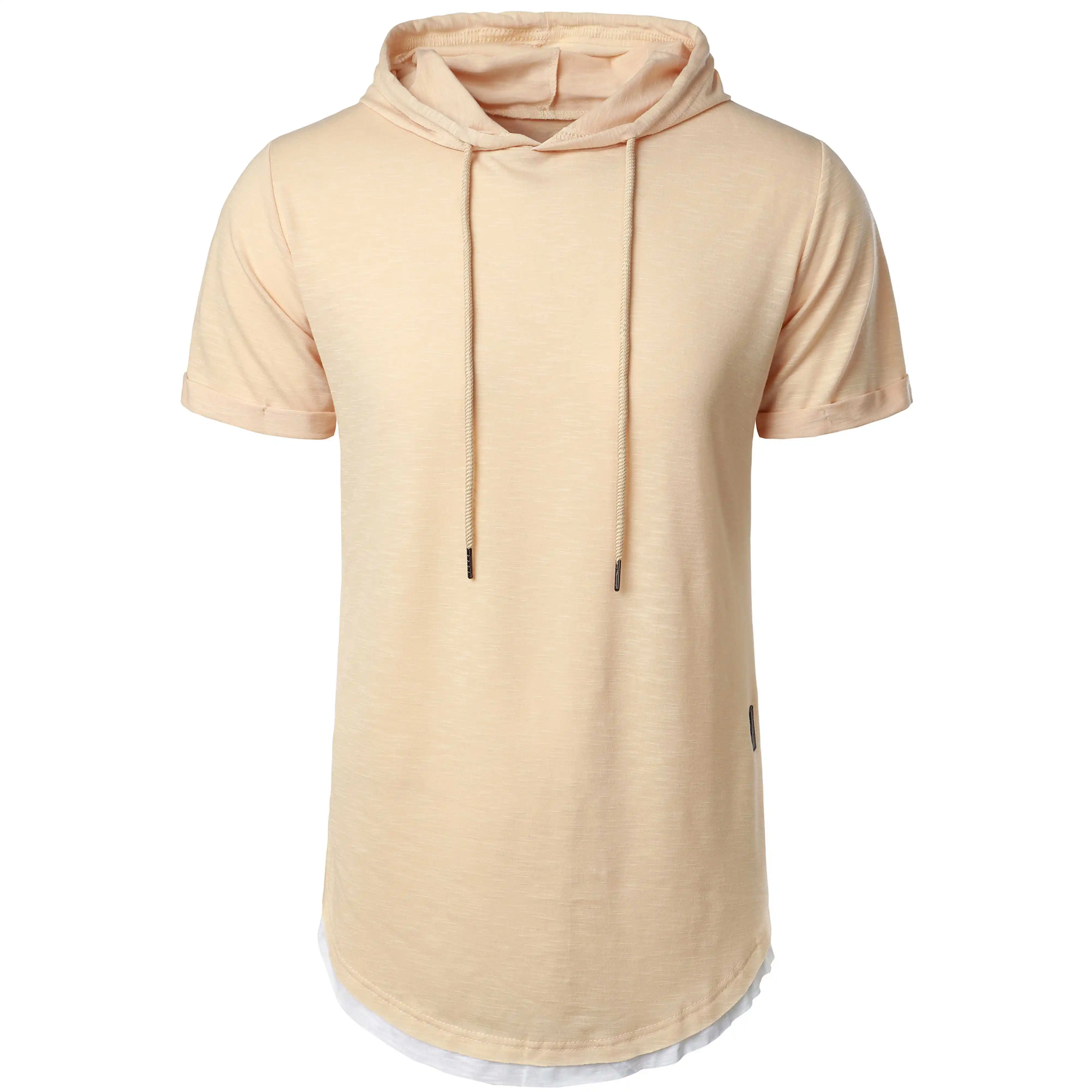 New summer hooded T-shirt men\'s solid color men\'s short sleeve T-shirt hoodie