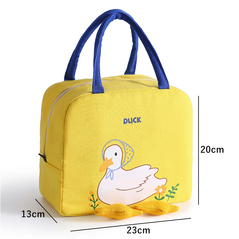 Cartoon Animal Portable Bento Lunch Bag Tote Thermal Food Storage Pouch for Women Kids Picnic Supplies Insulated Cooler Bags