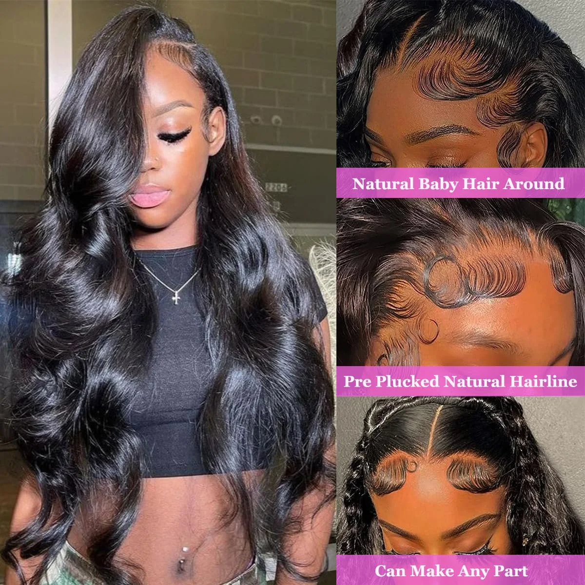 Factory Wholesale Body Wave Lace Front Wigs Human Hair Wide Lace 200 Density Human Hair Wigs 13x4 Human Hair Lace Front Wigs image 4