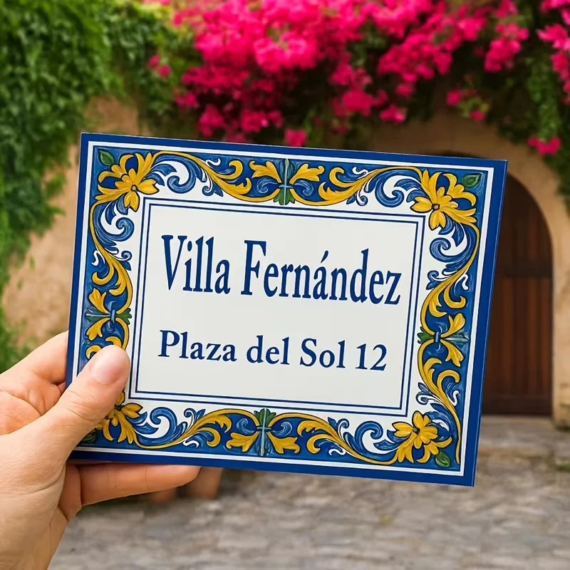 Custom Aluminum Decorative Door Sign, Spanish Style, Personalized Address Sign, Outdoor Entrance Sign,  Exterior Decoration image 3
