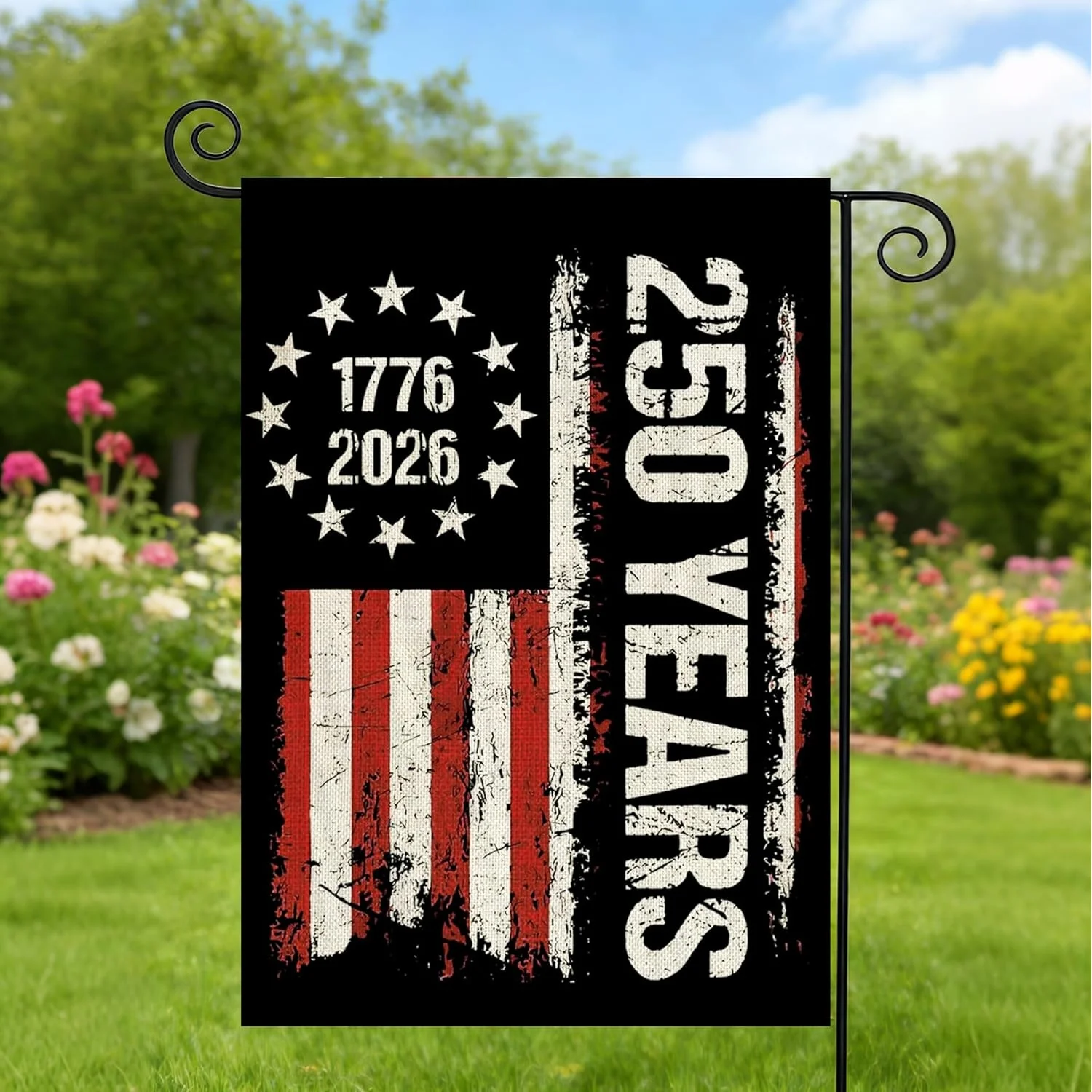 250 Years America Garden Flag, 250th Anniversary USA Patriotic Banner with Stars and Stripes Design,1776-2026 Commemorative, 12x18 Inch