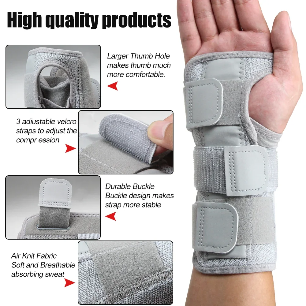 1PCS Wrist Brace for Carpal Tunnel Relief, Adjustable Wrist Support Brace with Metal Splints, Hand Support for Arthritis