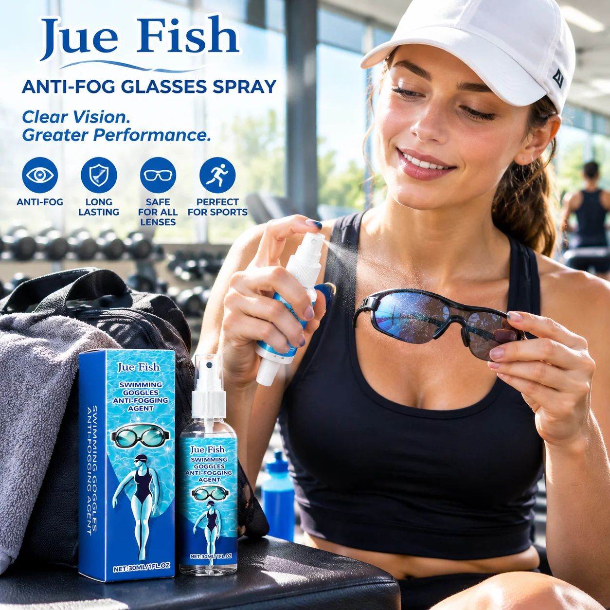 Anti-Beschlag-Spray für Brillen, Schwimmbrillen, Linsenpflege, tragbarer 30ml-Schutz für Schwimm- und Skibrillen für jede Jahreszeit – Detail 1